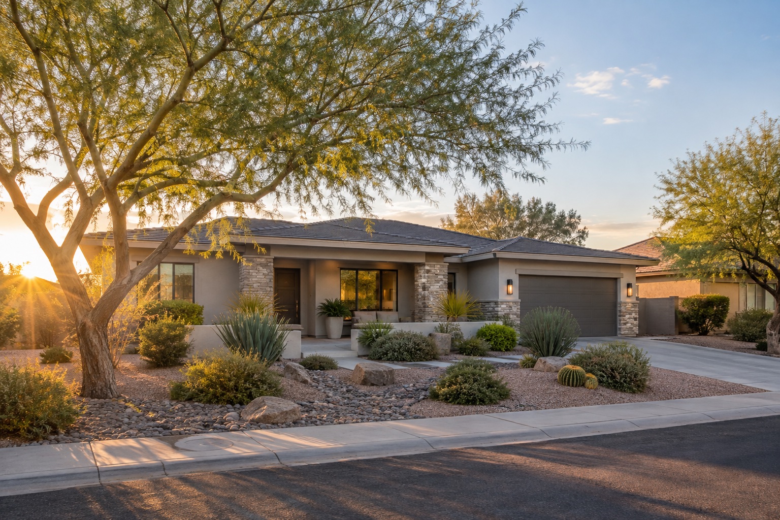 Established West Valley desert home beneath mature palo verde trees